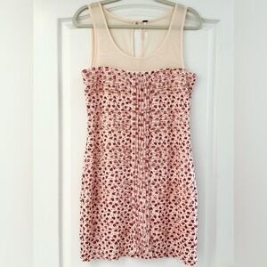 Free People Blush Comb Mesh Ruched Floral Shimmy Mini Dress Body Con Medium